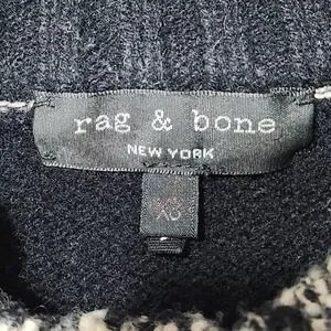 Rag & Bone New York Wool Blend Knit Mock Neck Pullover Sweater Black White XS