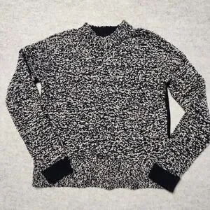 Rag & Bone New York Wool Blend Knit Mock Neck Pullover Sweater Black White XS
