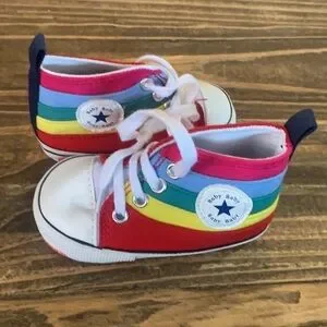 Rainbow canvas prewalker baby shoes size 2