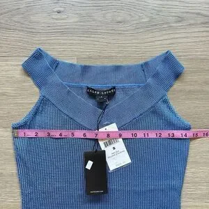 Ralph Lauren Black Label Top Women Small Blue Silk Cold Shoulder