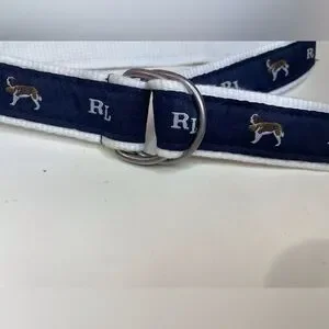 Ralph Lauren Boy’s Blue And White Dog Ribbon Belt Size 3M