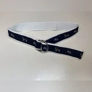Ralph Lauren Boy’s Blue and White Dog Ribbon Belt Size 3M