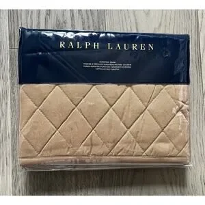 Ralph Lauren European Euro Sham Quilted Cromwell Modern Equestrian Brown Camel