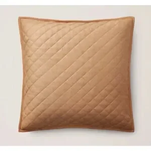 Ralph Lauren European Euro Sham Quilted Cromwell Modern Equestrian Brown Camel