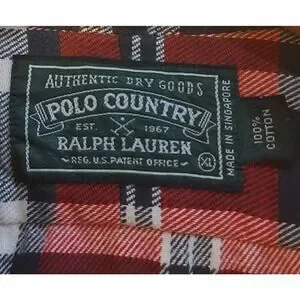RALPH LAUREN POLO COUNTRY RED BUTTON DOWN PLAID FLANNEL SHIRT - XL