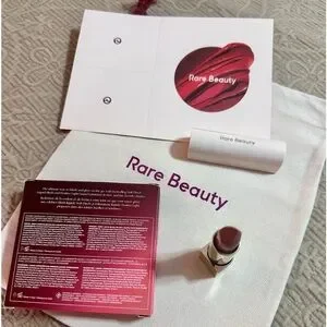 Rare Beauty Blush & Glow 4-Piece Mini Set Matte Lipstick In Humble Bag & Card