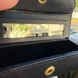 Rare Madison Lipstick Case 4482 Leather Framed Mirror Made In Italy 90s SLG HTF