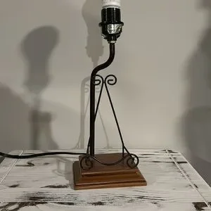Rare Vintage Frame Stand Display Wood & Metal Table Lamp