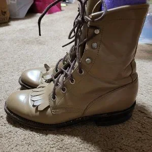 Rare Vintage Justin Lace-up Roper Kiltie Boots Beige Size 4.5B