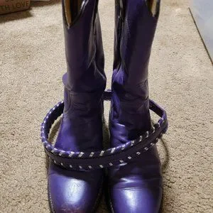 Rare Vintage Justin Roper grape boots size with Fisher belt size 24