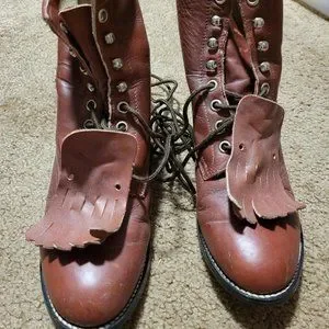 Rare Vintage Justin Roper Lace-ups Marron Size 3D