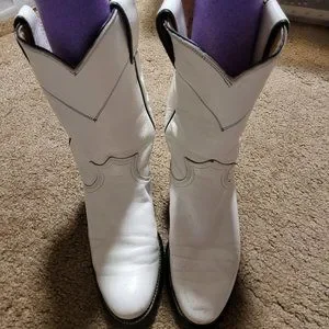 Rare Vintage Justin Roper white boots size 4B with Fisher belt size 26