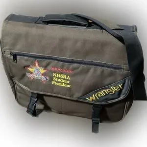 RARE WRANGLER NHRA NATIONAL HIGH SCHOOL RODEO ASSOC MESSENGER CANVAS LAPTOP BAG