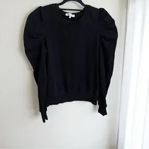 Rebecca Minkoff Janine Black Puff Sleeve Crewneck Sweater Size Small