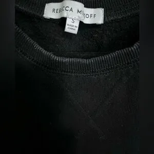 Rebecca Minkoff Janine Black Puff Sleeve Crewneck Sweater Size Small