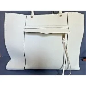 REBECCA MINKOFF M A B Blue Leather Large Tote Shoulder Bag Purse Satchel Tassel