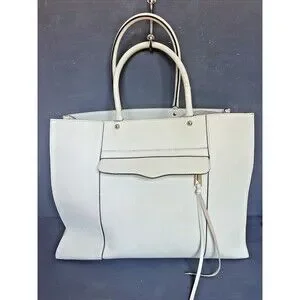 REBECCA MINKOFF M A B Blue Leather Large Tote Shoulder Bag Purse Satchel Tassel