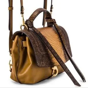 Rebecca Minkoff Stella Medium Convertible Backpack Snake Print/gold Brown