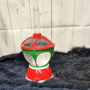 Red And Green Glitter Globe Lamp With Faux Candle
