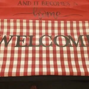 Red And White Checkered Welcome Pillow Covers