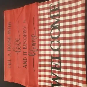 Red and White Checkered Welcome Pillow Covers