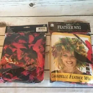 Red Black Feather Costume Wig High School Sports Cheerleader Arizona Cardinals