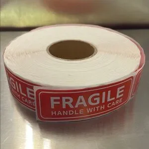 Red Fragile Handle With Care Label Roll