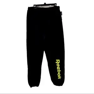Reebok Mens Sweatpants Black w/Yellow Lettering Size XL