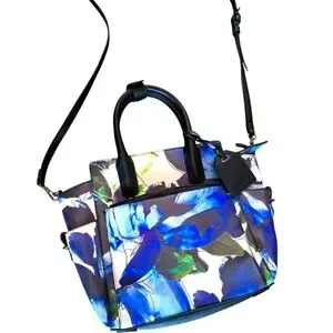 REED Rare Bold Blue and Black Floral Print Satchel bag & Convertible Crossbody