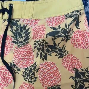 REEF Mens Carson Pineapple 4-Way Stretch 20" Board Shorts Gold Size 30