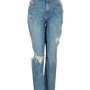Reformation Light Blue Distressed Straight Leg Jeans