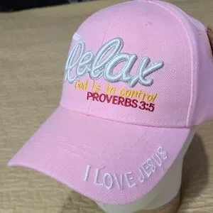 Relax GOD Is In Control Proverbs 3:5 Embroidered Strapback Hat
