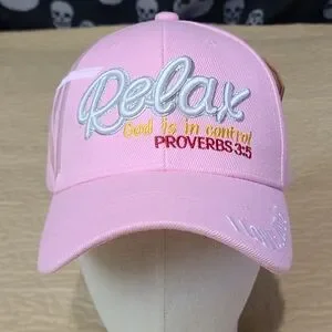 Relax GOD is in control Proverbs 3:5 embroidered strapback hat