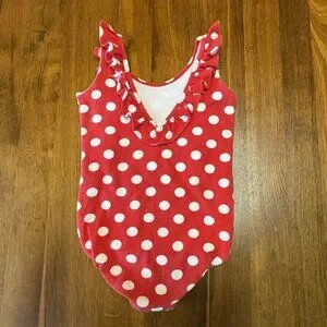 REMIE GIRL Red Minnie Mouse Leotard Girls 4 4T Polka Dot Tank Ruffle Leo Girl