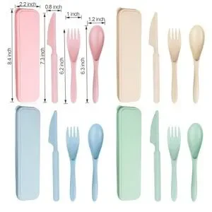 REUSABLE TRAVEL UTENSILS SET WITH CASE BEIGE