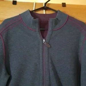 Reversable Gray And Purple Zipper Sweater
