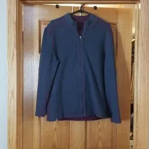 Reversable Gray And Purple Zipper Sweater
