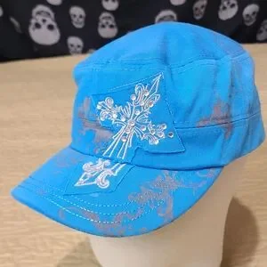 Rhinestone and Studded patchwork cross cadet strapback hat