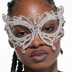 Rhinestone Crystal Butterfly Mask For Face Women Halloween Masquerade Accessorie