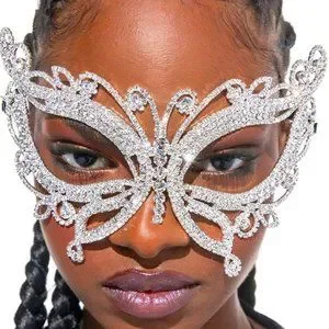 Rhinestone Crystal Butterfly Mask for Face Women Halloween Masquerade Accessorie