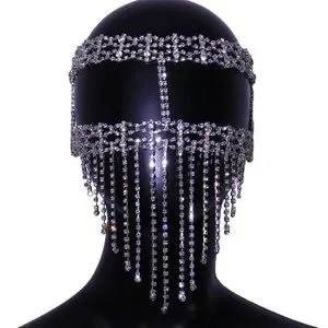 Rhinestone Crystal Tussle Mask Women Face Jewelry Halloween Accessories