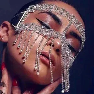 Rhinestone Crystal Tussle Mask Women Face Jewelry Halloween Accessories