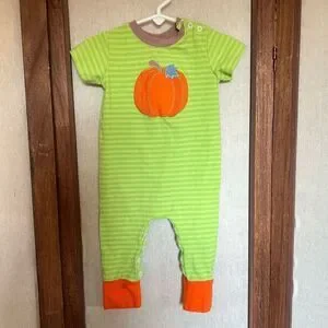 Ricrac & Ruffles Striped Pumpkin One-Piece