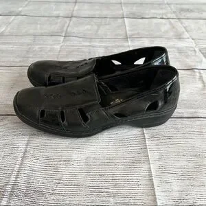 Rieker Black Cut Out Leather Wedge Size 40