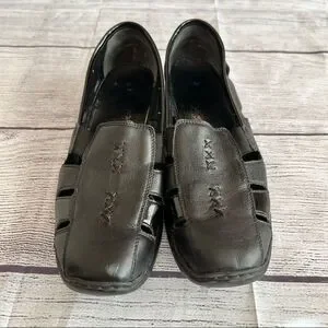 Rieker Black Cut Out Leather Wedge size 40