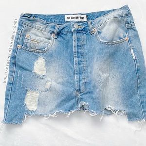 Ripped Jean Mini Skirt