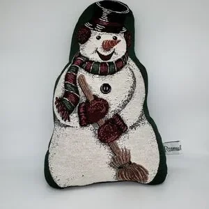 Riverdale Snowman Doorstop Tapestry Cottagecore Christmas Decor Weighted 15" VTG