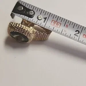 Rivoli Rhinestone Cufflinks Smokey Brown Gold Tone Chain Wrap Modernist VTG