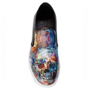 ROBERT GRAHAM New Size 10 Happy Arts Slip-On Leather Sneakers Abstract Design