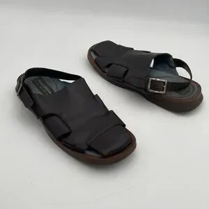 Robert Wayne Dark Brown Leather Men's Sandals Fisherman Casual 44 Vacation Y2K